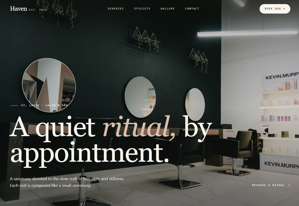 Haven Salon & Spa website