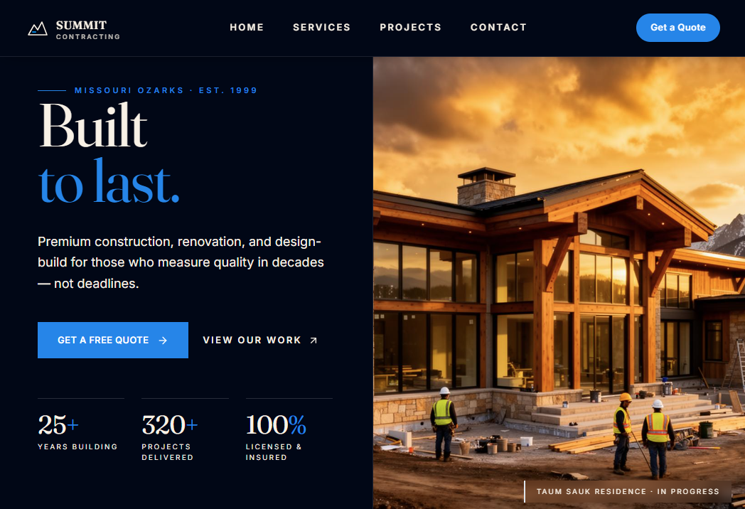 Summit Contracting website